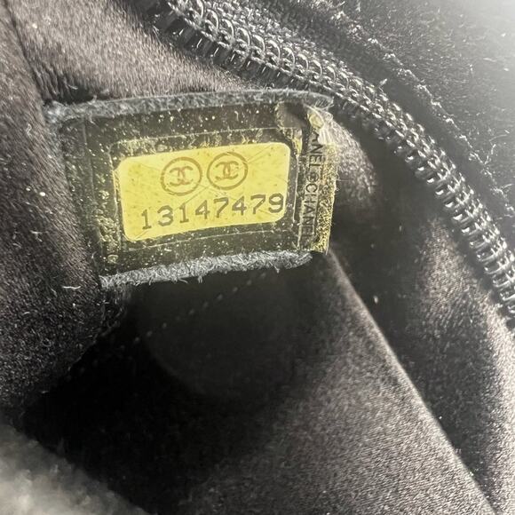 Chanel Satin Crystal Camellia Evening Bag Black Rare Chain Strap Clutch - Picture 11 of 13